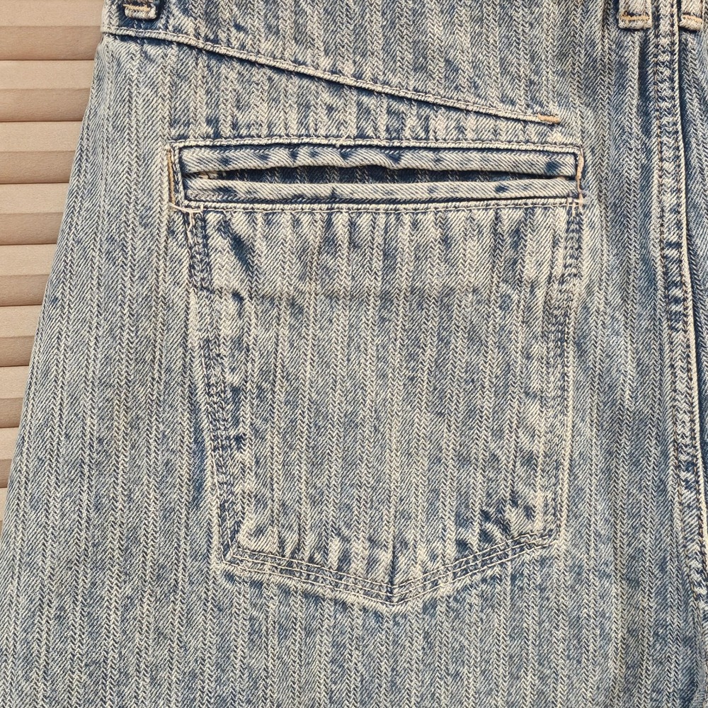 We The Free Free People Brette Wide Leg Cropped Jeans Light Wash Pin Striped 31 - Picture 7 of 11